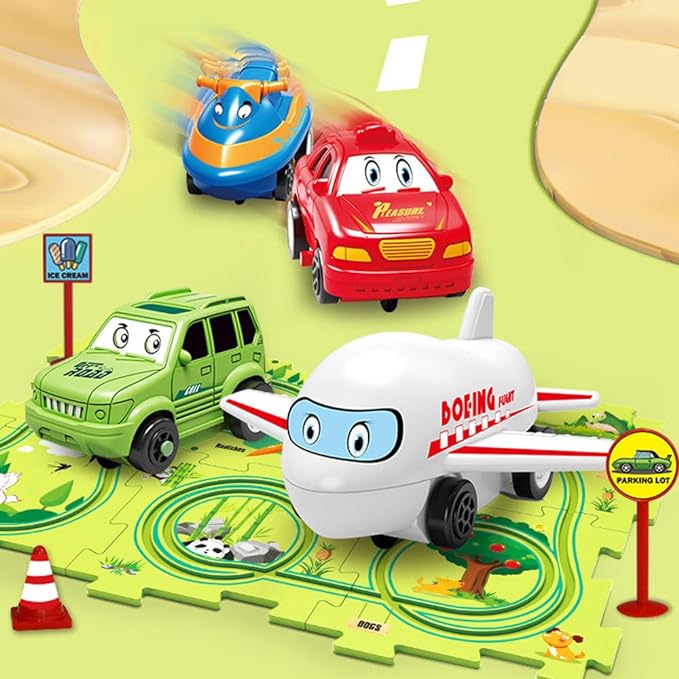 Puzzleförmige Autostrecke – KiddoPuzzle™ 