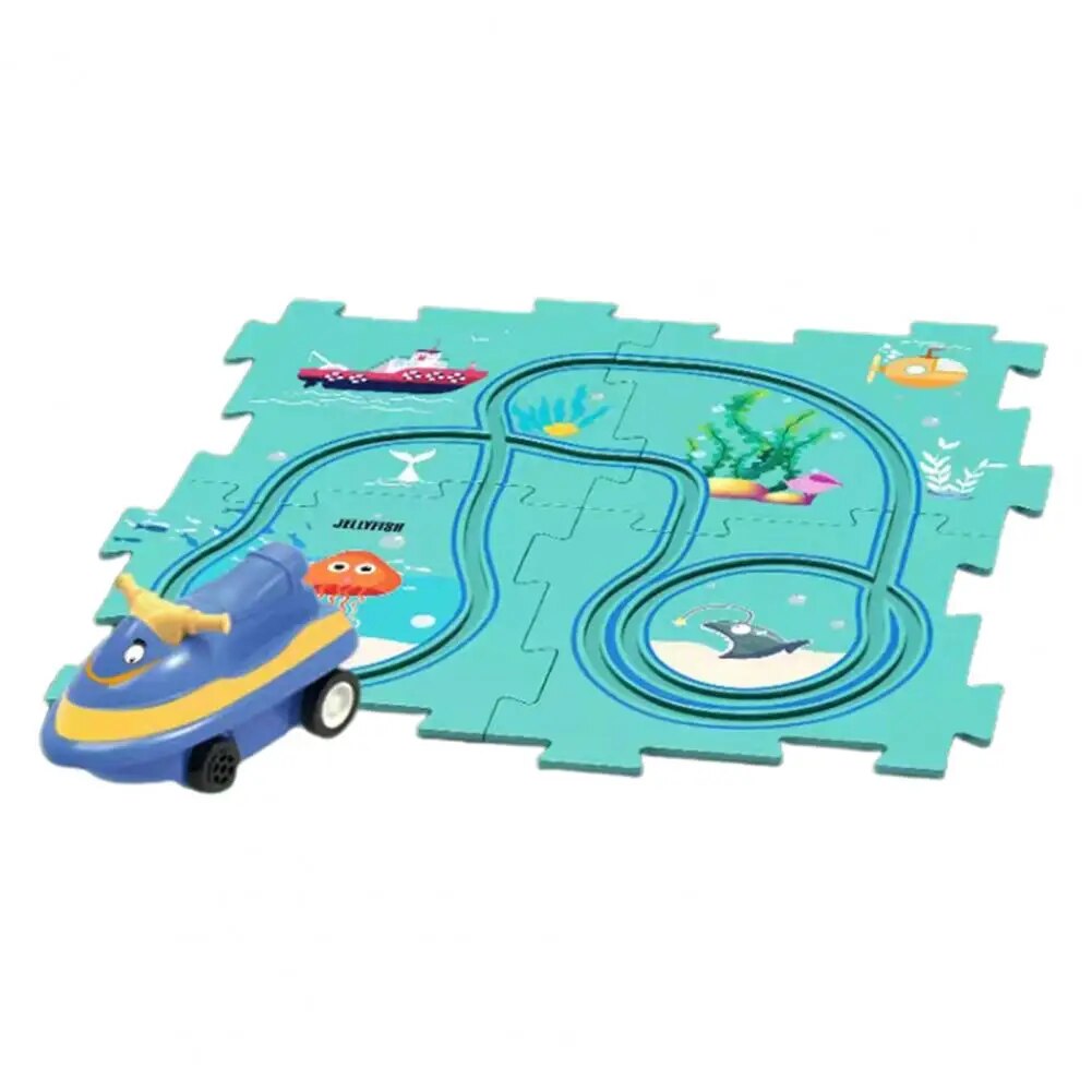 Circuit voiture en forme de puzzle - KiddoPuzzle™