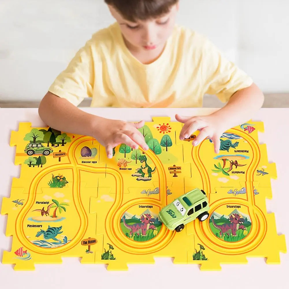 Puzzleförmige Autostrecke – KiddoPuzzle™ 